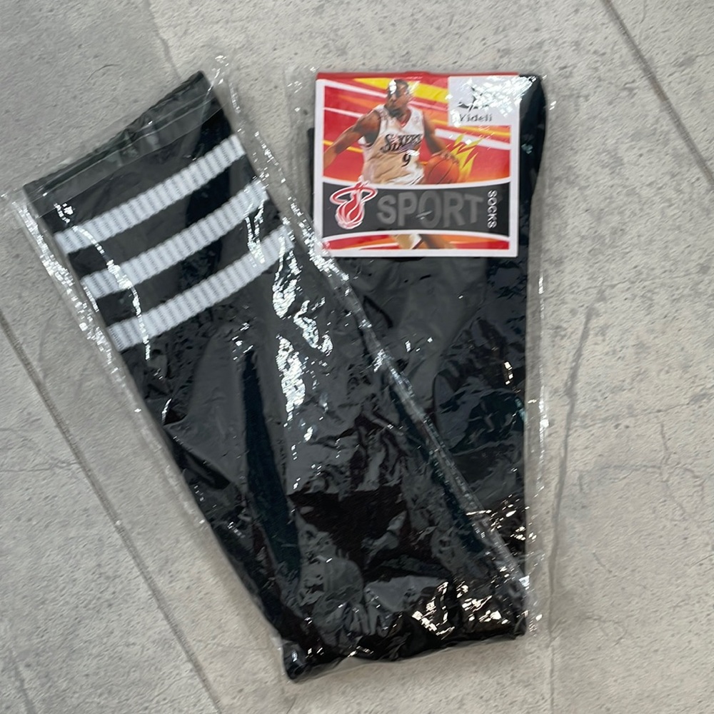 Black athletic tall socks